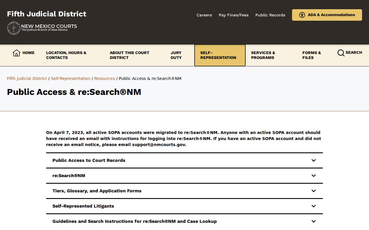 Lea County case search public access and re:SearchNM information