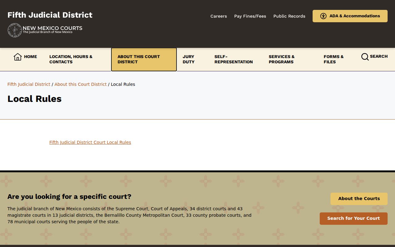 Lea County civil court dockets and Fifth District local rules resources