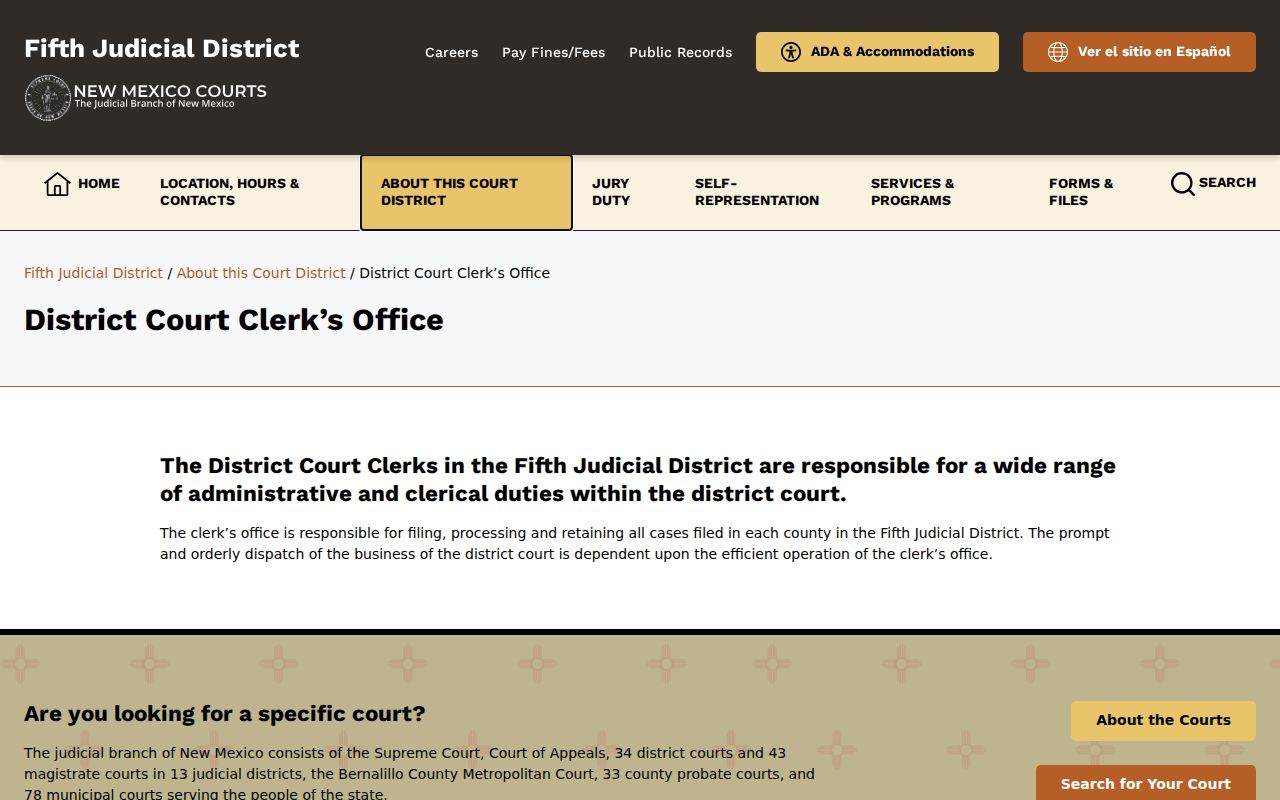 Lea County civil court dockets and Fifth District clerk records information