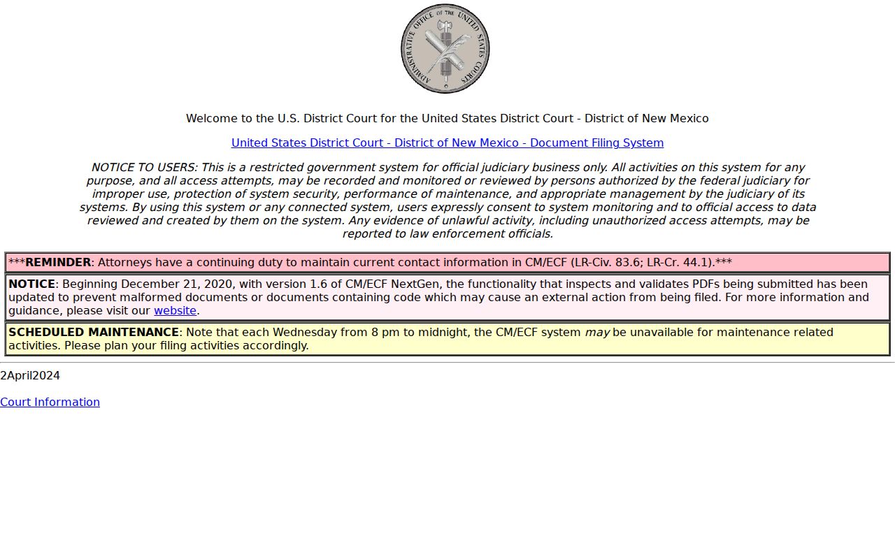 Lea County court records distinction for New Mexico federal CM ECF access