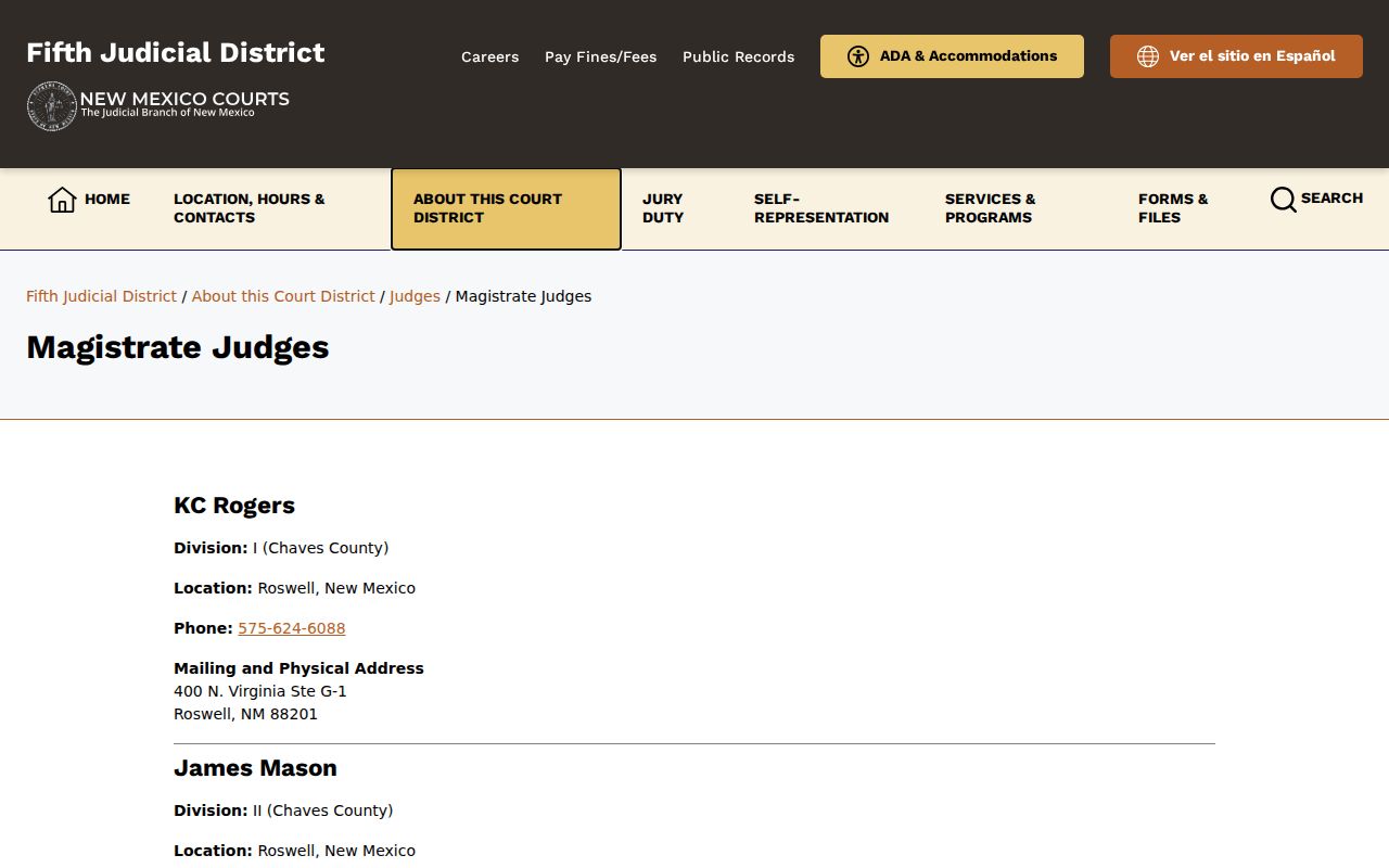 Lea County criminal court dockets at Hobbs, Eunice, and Lovington magistrate courts
