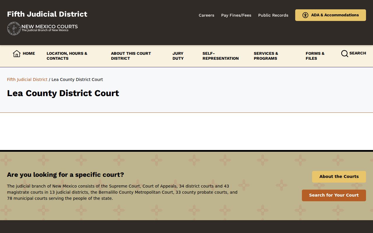 Lea County court docket hierarchy for the Lea District Court