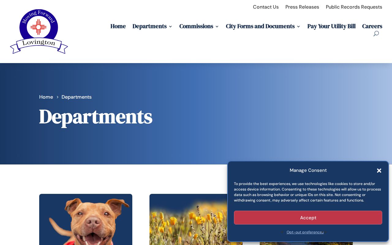 Lovington court docket City Hall and department directory context from the official city page